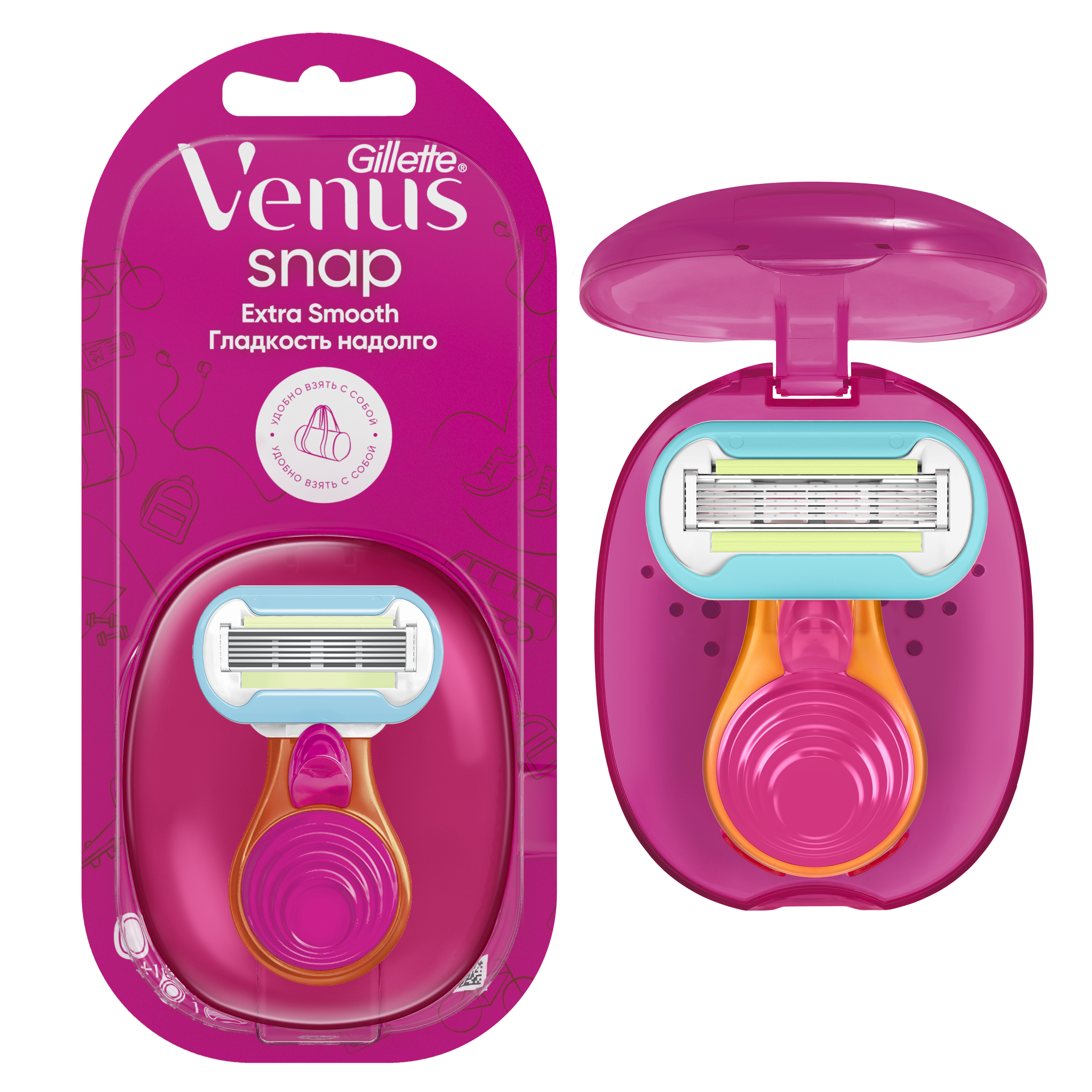 Бритва / станок для бритья жен­ский Gillette Venus Snap Embrace Extra Smooth с 1 кас­се­той