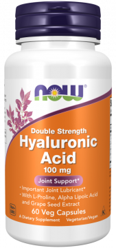 Гиалуроновая кислота двойная сила NOW Foods Double Strength Hyaluronic Acid 100 mg 60 капсул