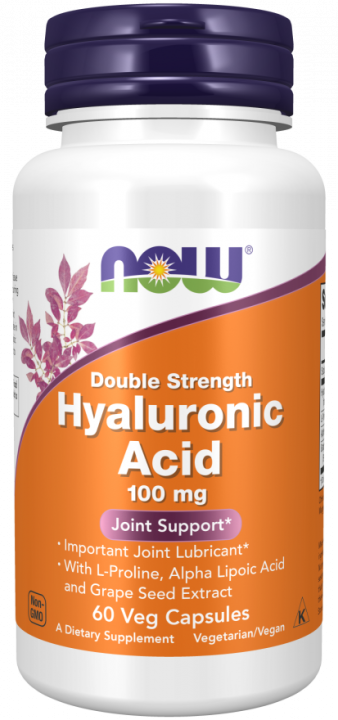 Гиалуроновая кислота двойная сила NOW Foods Double Strength Hyaluronic Acid 100 mg 60 капсул