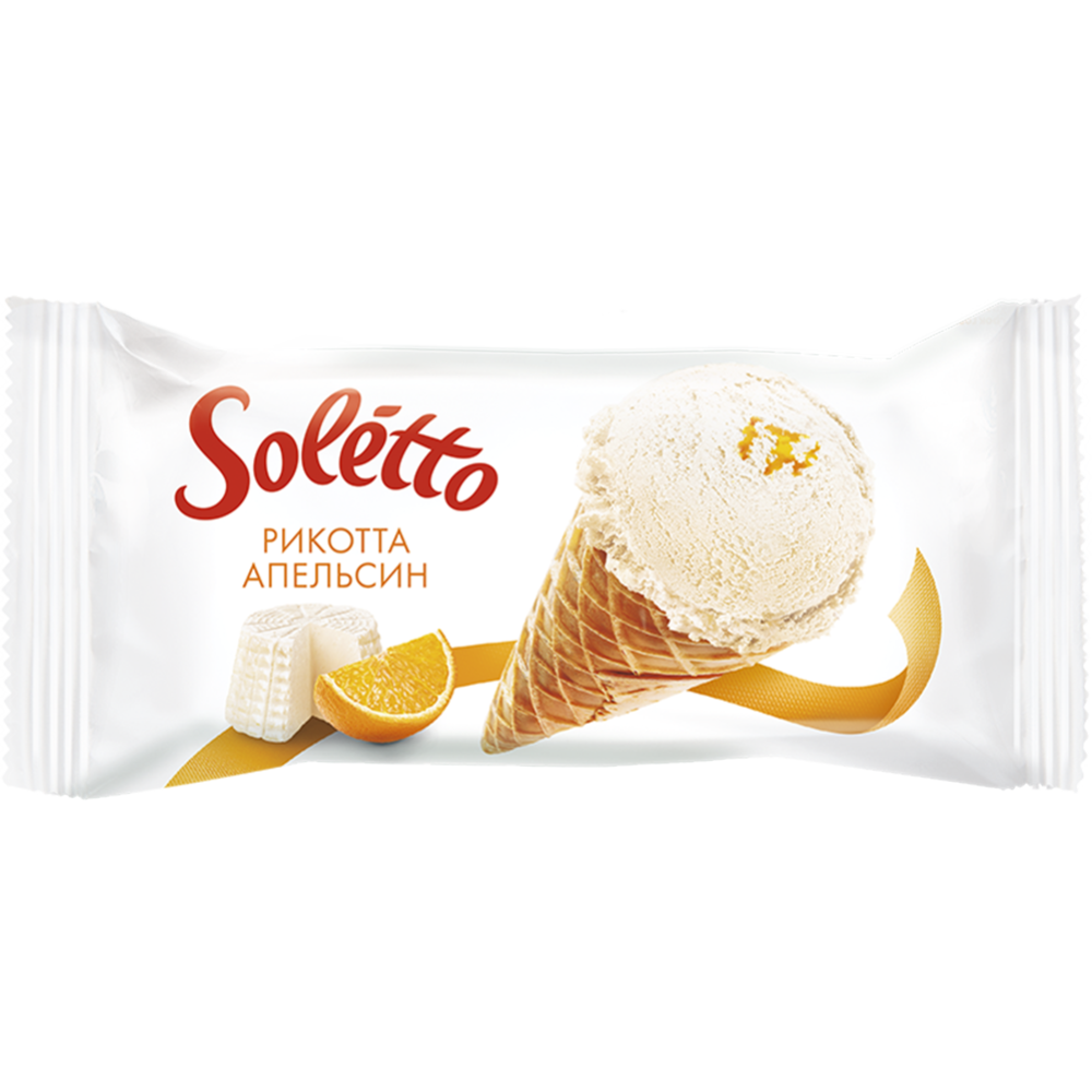 Мороженое сливочное с ароматом  «Soletto» рикотта апельсин, 7%, 75 г #0
