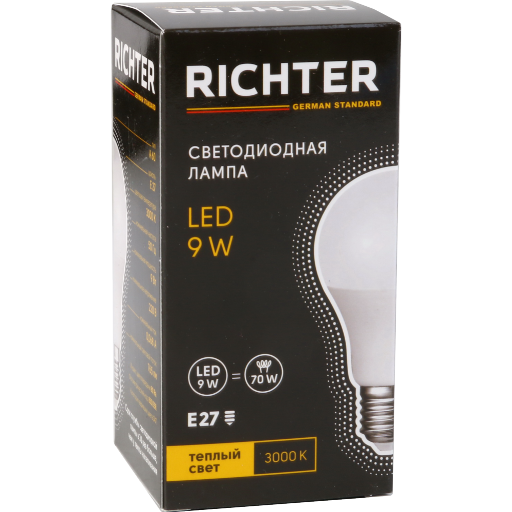 Лампа све­то­ди­од­ная «Richter» A60 9W 3000K E27