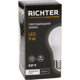 Лампа све­то­ди­од­ная «Richter» A60 9W 4000K E27