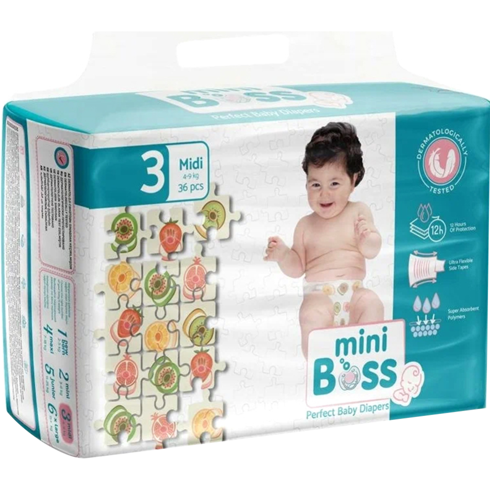 Картинка товара Подгузники детские «Mini Boss» Standart, размер Midi 3, 4-9 кг, 11 шт