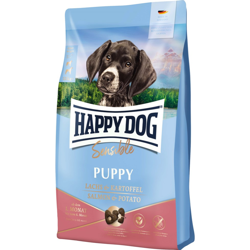 Корм для щенков «Happy Dog» Sensible Puppy Lachs & Kartoffel, 61001, лосось и картофель, 4 кг