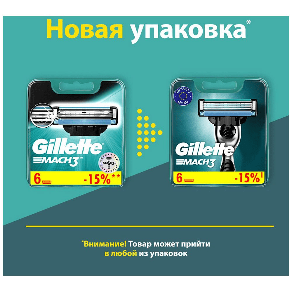 Сменные кассеты / лезвия для бритья мужские Gillette Mach 3 6 шт.