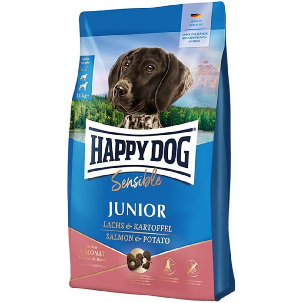 Корм для щенков «Happy Dog» Sensible Junior Lachs & Kartoffel, 61005, лосось и картофель, 4 кг