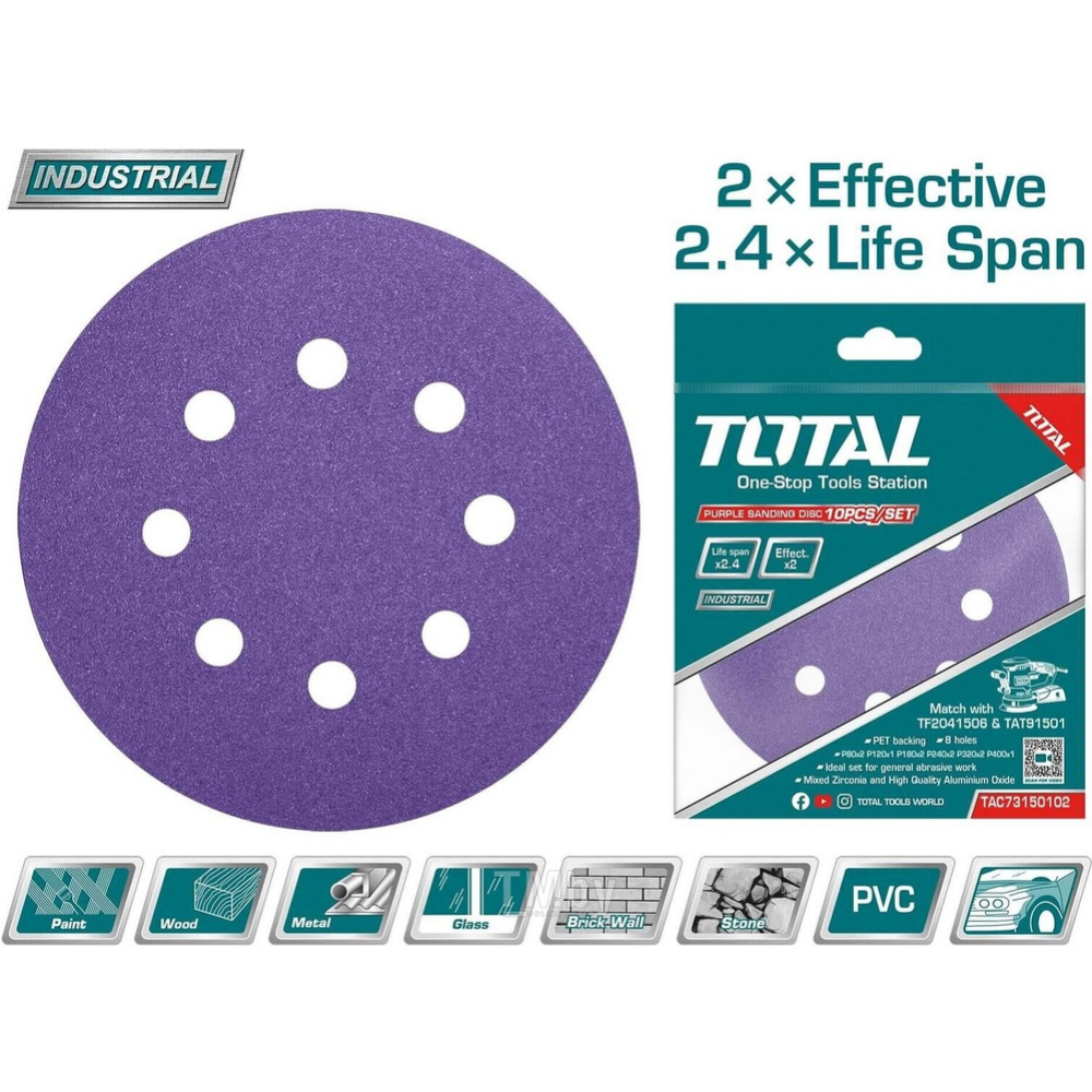 Набор шлифовальных кругов «Total» TAC73150102, 150 мм, 10 шт