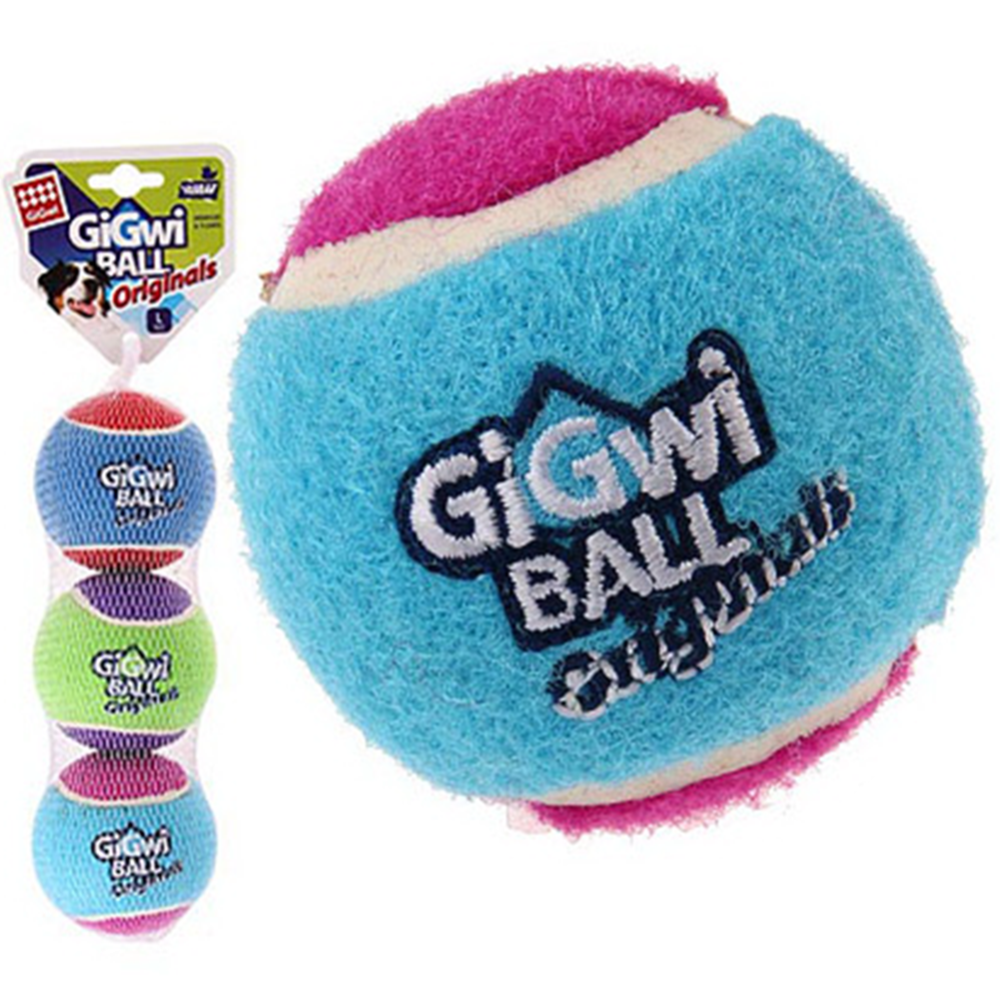 Игрушка для собак «GiGwi» 3 мяча с пищалкой, большие, диаметр 8 см