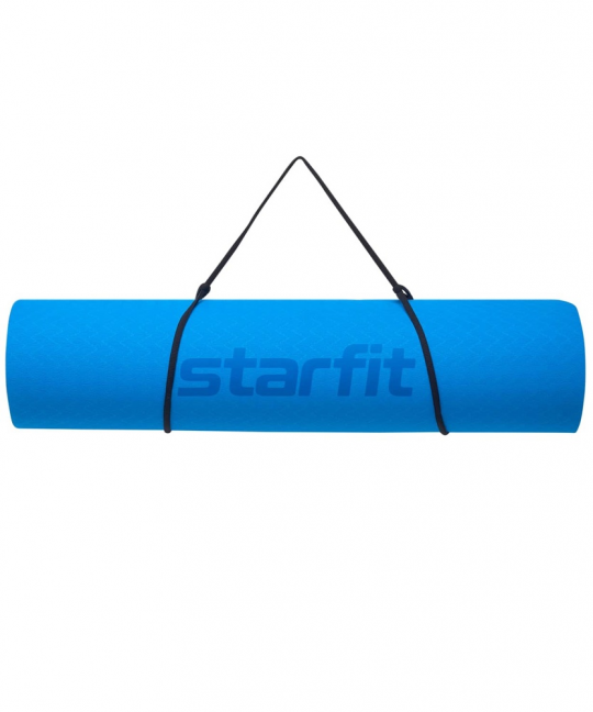 Коврик гимнастический для йоги STARFIT TPE 173х61х0,6 см, синий/темно-синий