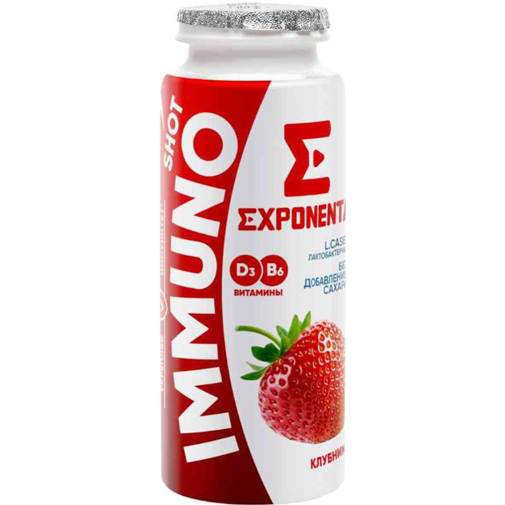 На­пи­ток кис­ло­мо­лоч­ный «Exponenta» Immuno shot, со вкусом клуб­ни­ки, 1.5%, 100 г