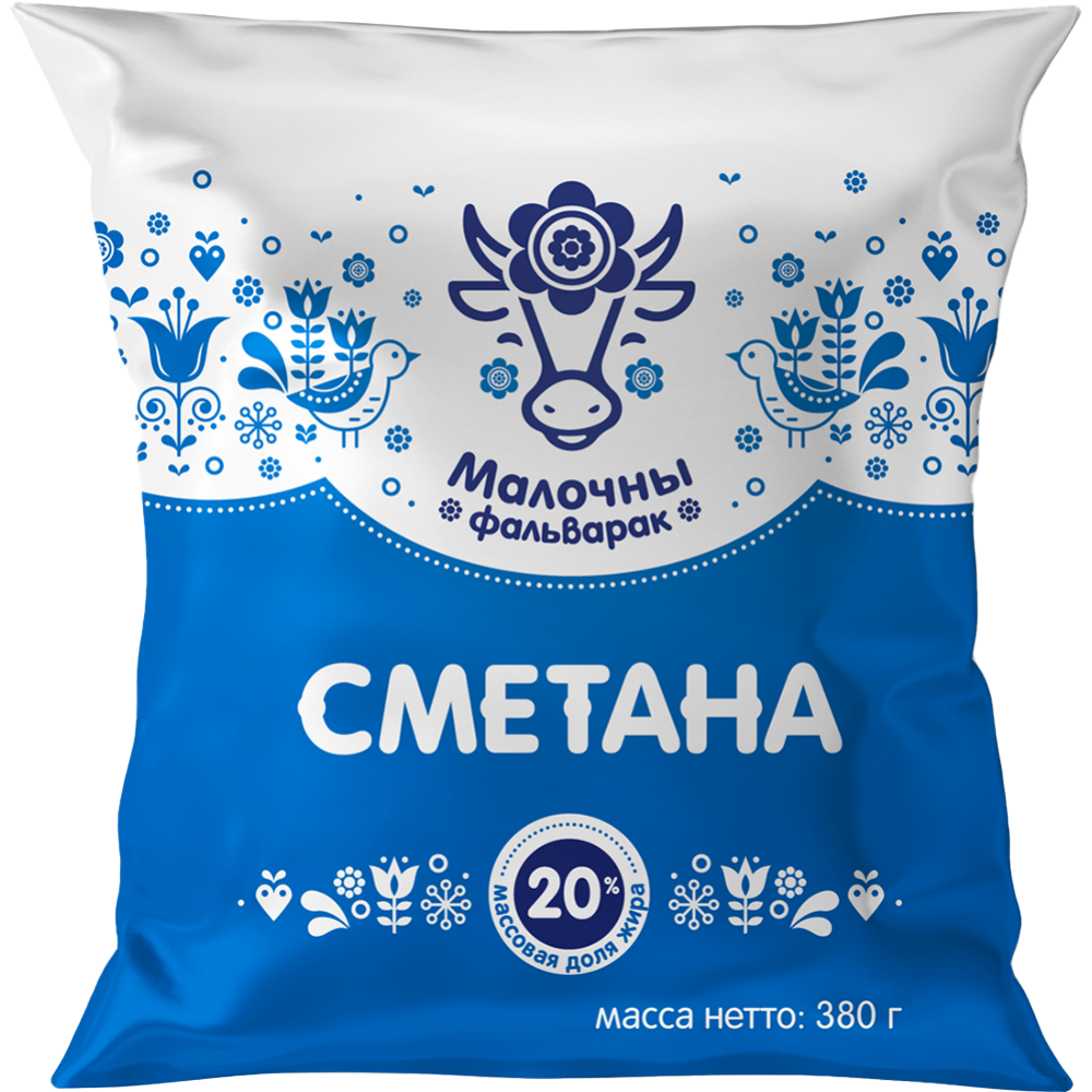 Сметана «Малочны фальварак» 20%, 380 г #0