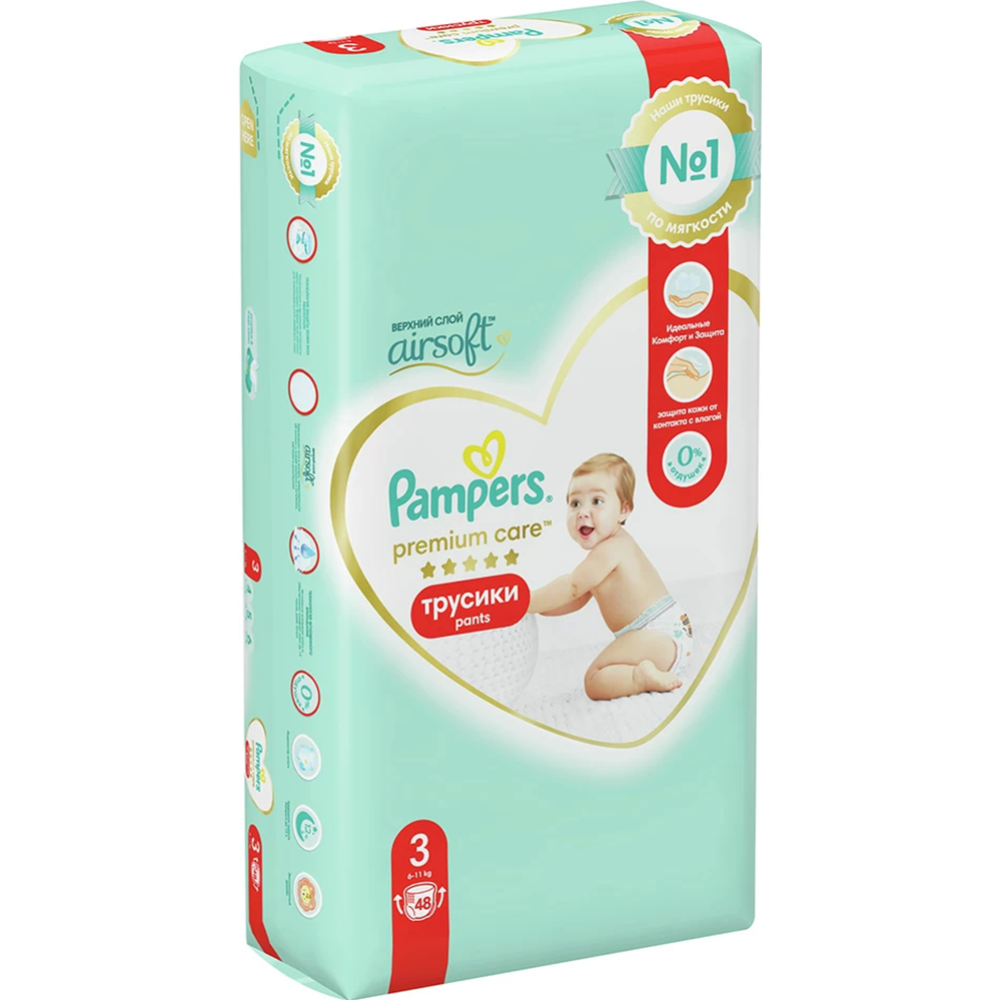 Под­гуз­ни­ки-тру­си­ки «Pampers» Premium Care 6-11 кг, размер 3, 48 шт