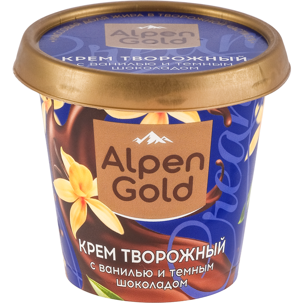 Крем творожный «Alpen Gold» с ванилью и темным шоколадом, 3%, 145 г #0