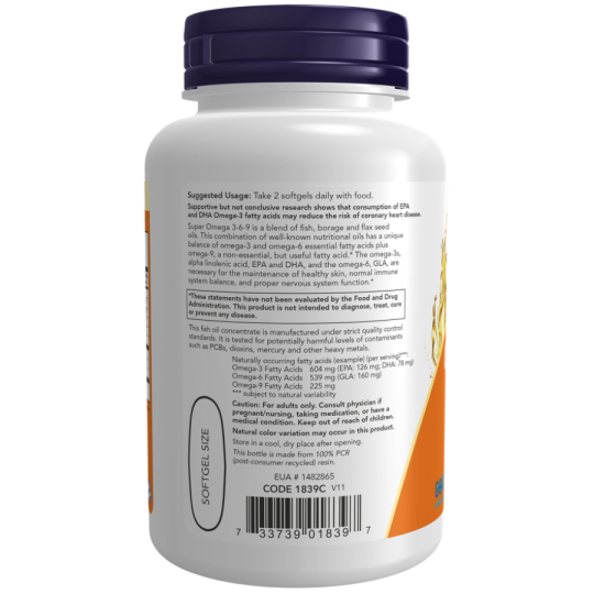 Супер Омега 3-6-9 Now Foods Super Omega 3-6-9, 180 капс.