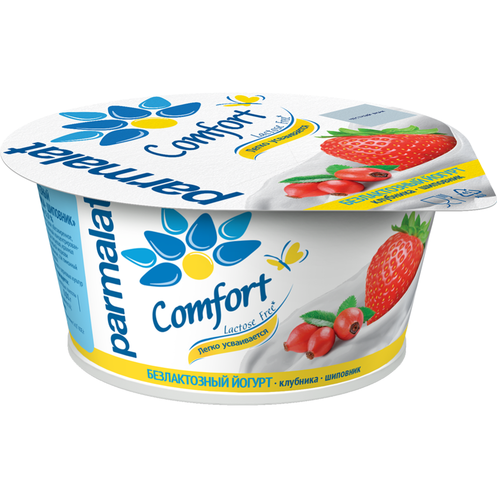 Йогурт без­лак­тоз­ный «Parmalat» клуб­ни­ка- ши­пов­ник, 3,0% 130 г