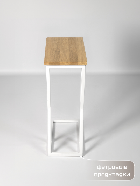 Приставной журнальный столик из массива дуба "CROSS", натуральный/,белый, STAL-MASSIV
