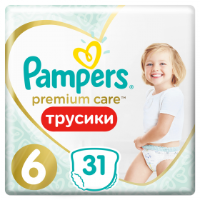 Под­гуз­ни­ки-тру­си­ки «Pampers» Premium Care 15+ кг, размер 6, 31 шт
