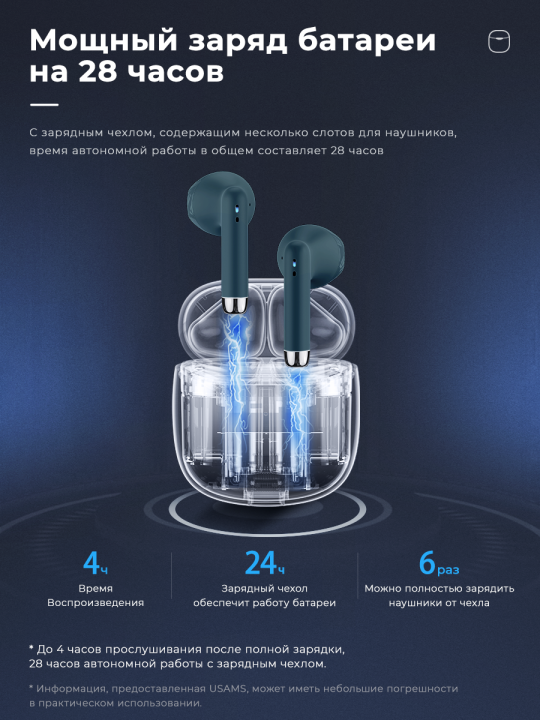 Беспроводные наушники Usams IA04 (синий)