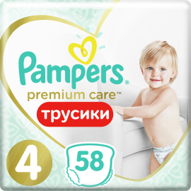 Подгузники-трусики детские «Pampers» Premium Care, размер 4, 9-15 кг, 58  шт