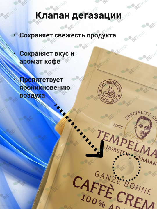 Кофе в зернах Tempelmann NOMOS CAFÉ CREMA 1кг, Германия