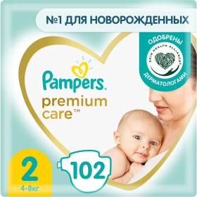 Под­гуз­ни­ки «Pampers» Premium Care  Размер 2, 4-8 кг, 102 шт