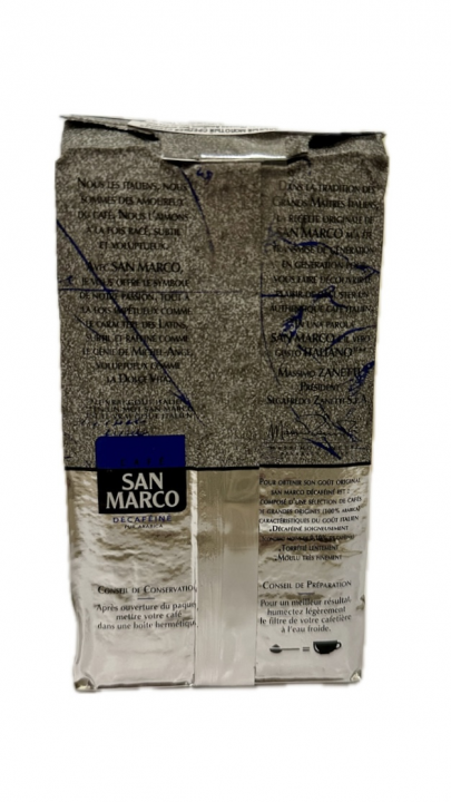 Кофе SAN MARCO молотый "Decafeine Pur Arabica" без кофеина, 250г.