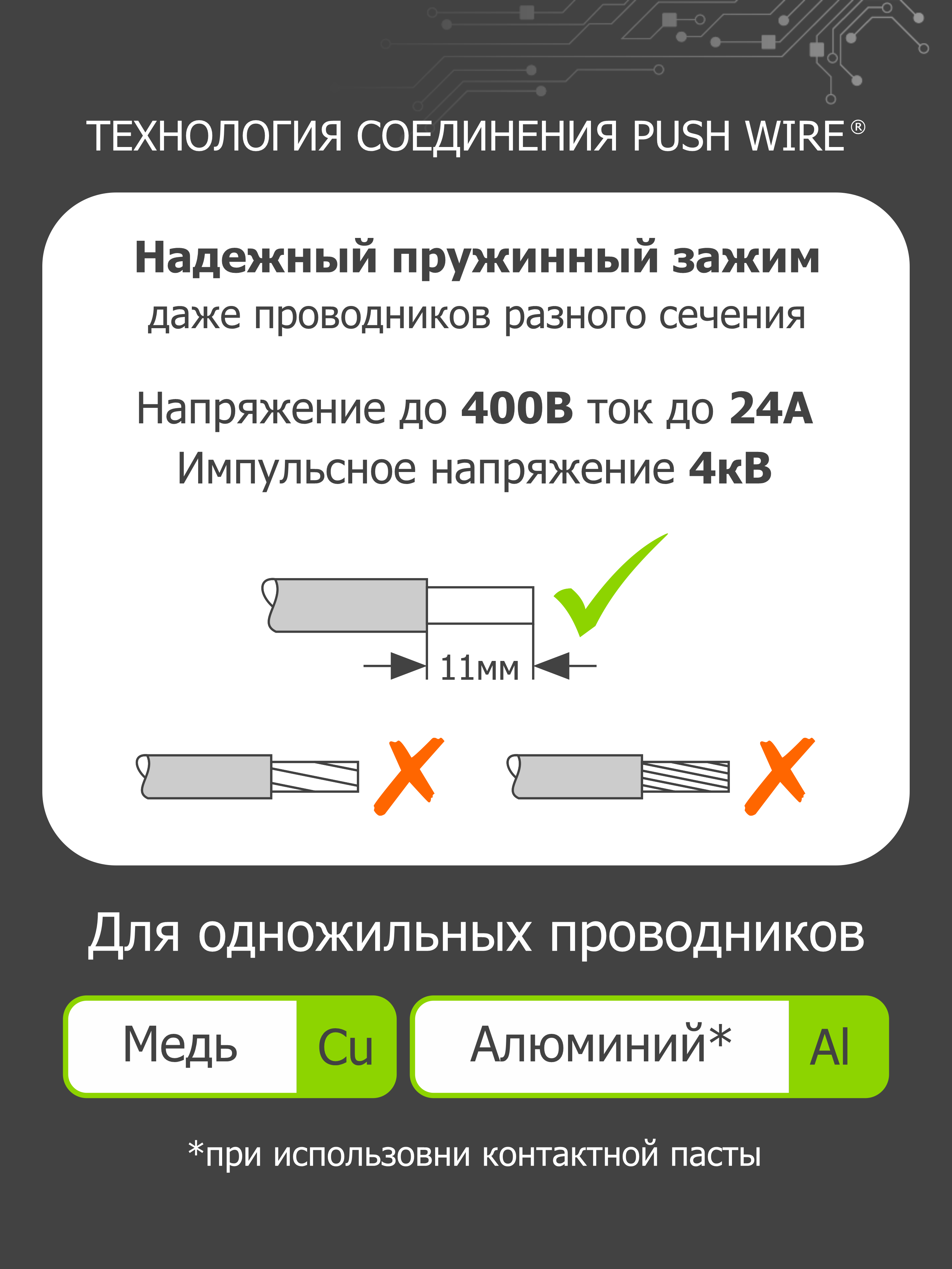 Комплект клемм на 6 проводников 0,75-2,5 мм2 без пасты WAGO.773-106 (50шт)