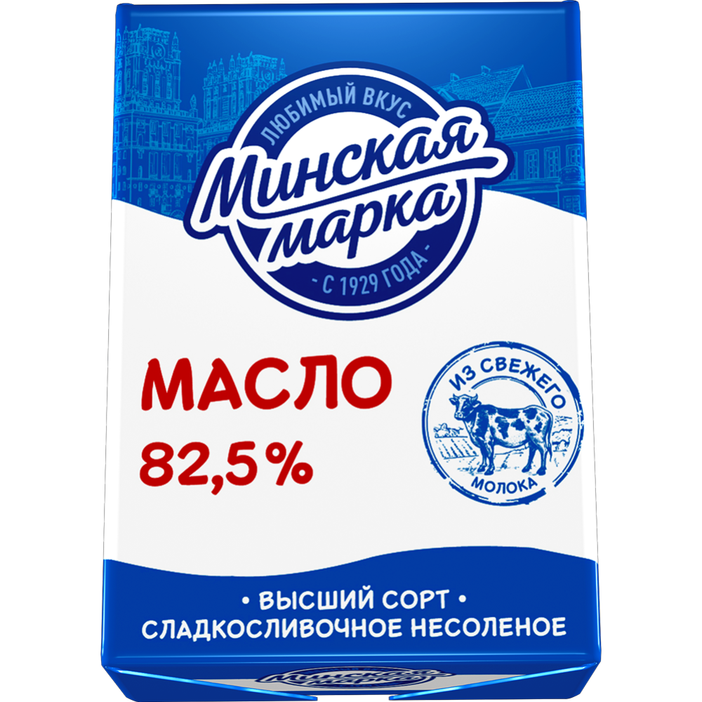 Масло слад­ко­с­ли­воч­ное «Мин­ская марка» несо­ле­ное, 82.5%, 180 г