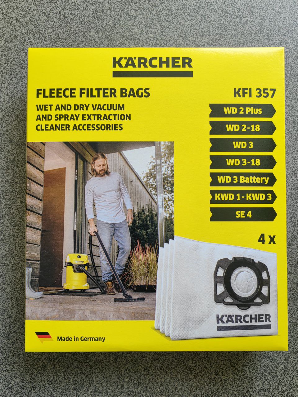 Фильтр-мешки для пылесосов Karcher серии WD 3, SE 4001/4002, 4 шт