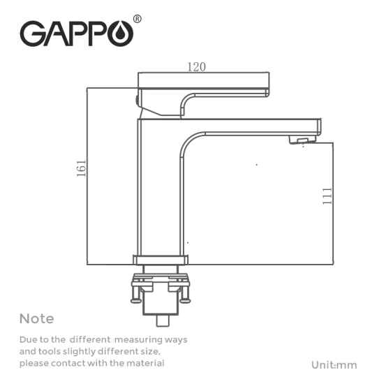 Смеситель для умывальника Gappo G1017-6, Чёрный