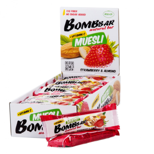 Батончик-мюсли «Bombbar Muesli» клубника, 45 г