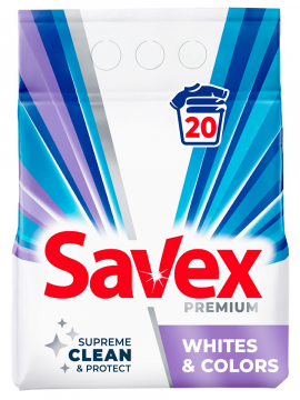 Сти­раль­ный по­ро­шок  Savex Premium Whites&Colors , 2 кг.