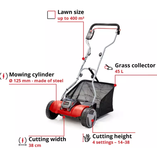 Газонокосилка электрическая «Einhell» GE-HM 18/38 Li-Solo, 3414200
