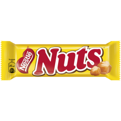 Шо­ко­лад­ный ба­тон­чик «Nuts» с цель­ным фун­ду­ком, ка­ра­ме­лью и нугой, 50 г