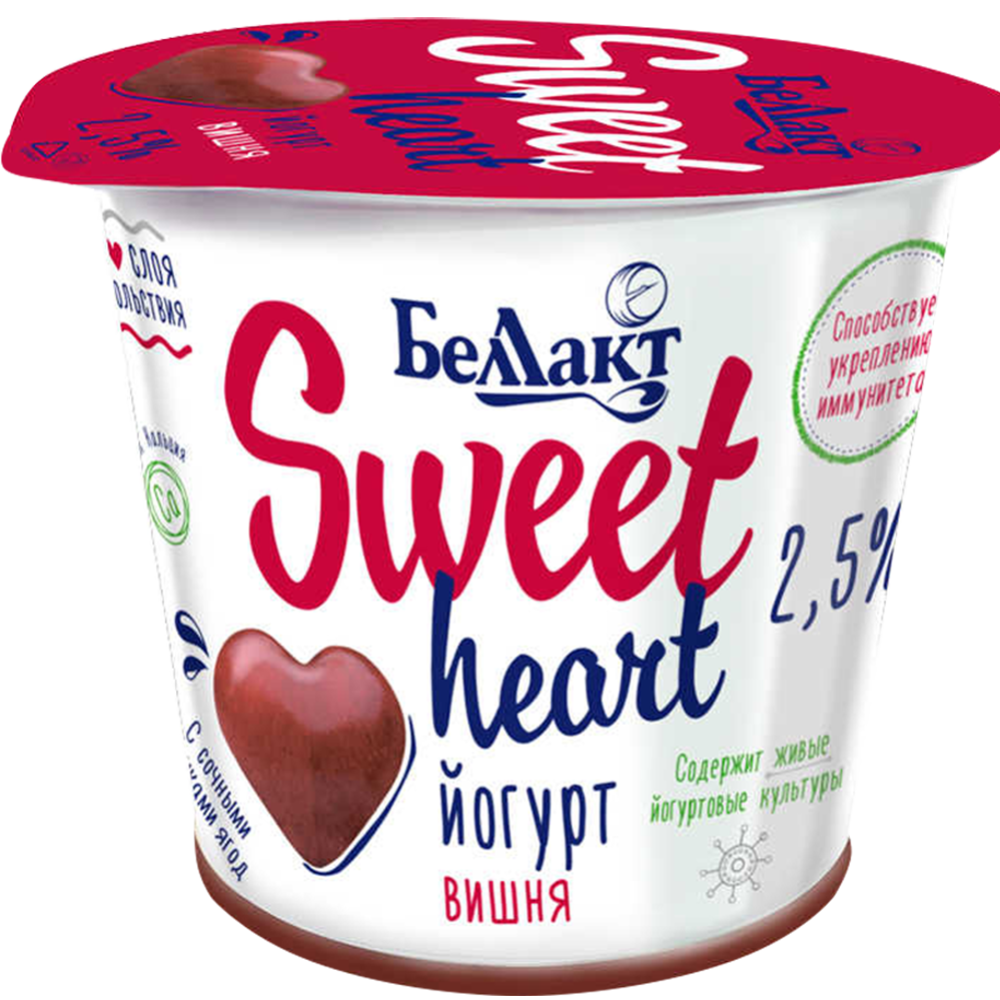 Йогурт «Бел­лак­т» Sweet heart, вишня, 2.5%, 150 г