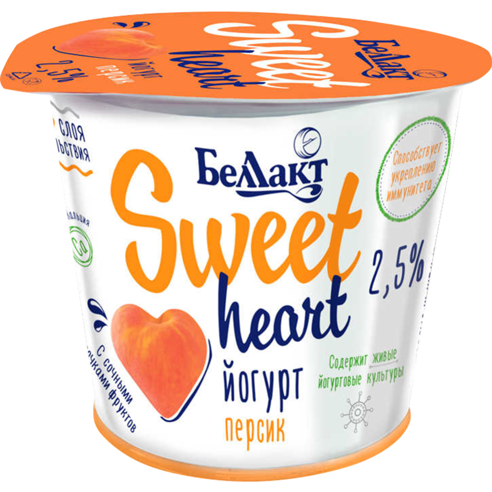 Йогурт «Беллакт» Sweet heart, персик, 2.5%, 150 г #0