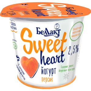 Йогурт«Беллакт»Sweetheart,персик,2.5%,150г