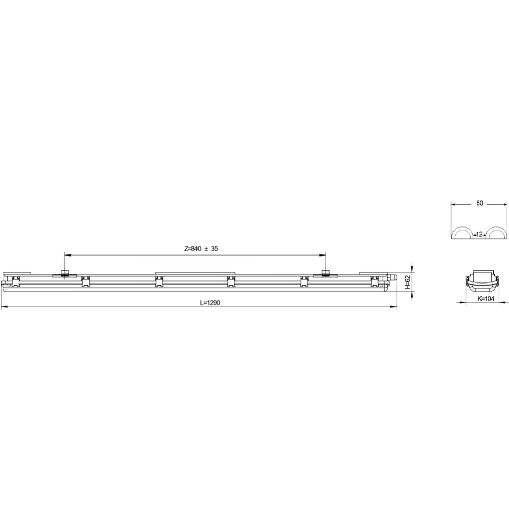 Линейный светильник «ЭРА» SPP-102-0-002-120, 2х1276 мм