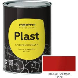 Эмаль «Certa» Plast, полуглянцевый, ярко-красный RAL3020, 800 г