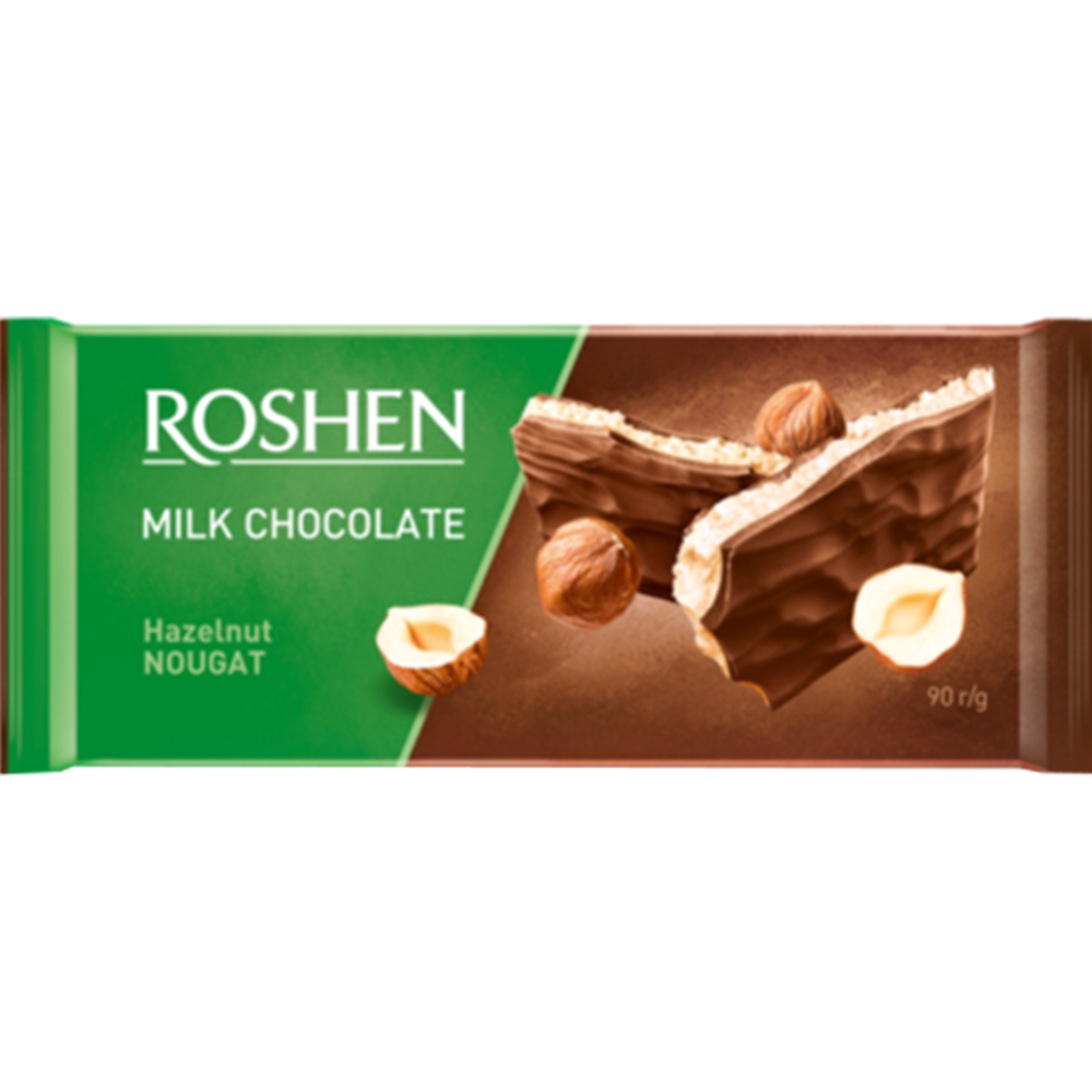 Шоколад «Roshen» молочный, с ореховой нугой, 90 г