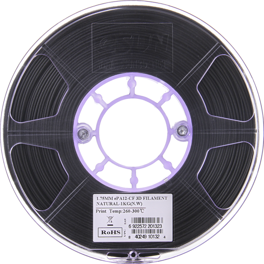 Пластик для 3D печати «eSUN» ePA12-CF175N1, натуральный, 1.75 мм, 1 кг