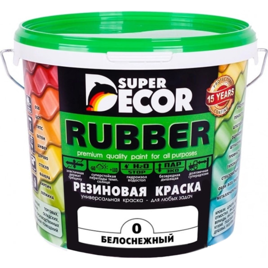 Краска «Super Decor» Резиновая №00, белоснежный, 6 кг