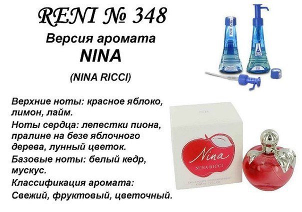 Духи Рени Reni 348 Аромат направления Nina Ricci (Nina Ricci) - 100 мл