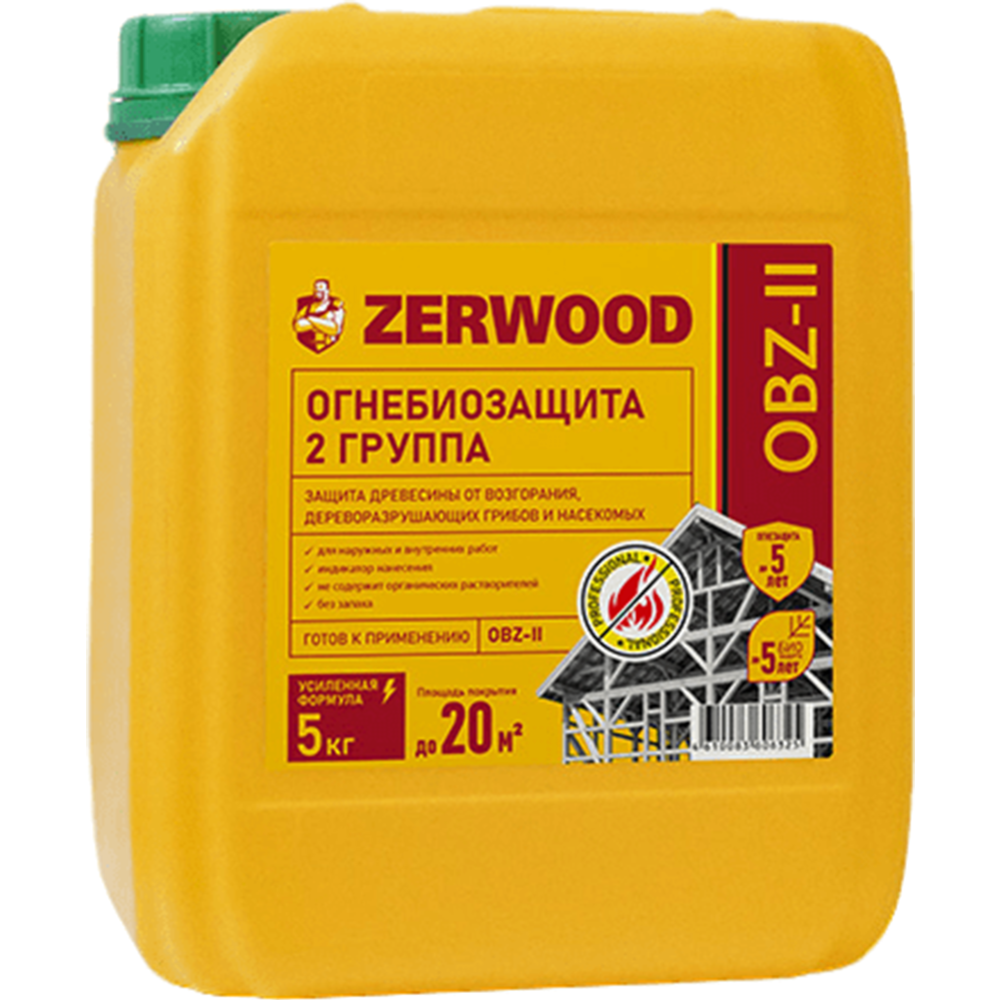 Огнебиозащита «Zerwood» OBZ-II 2 группа, красный, 5 кг