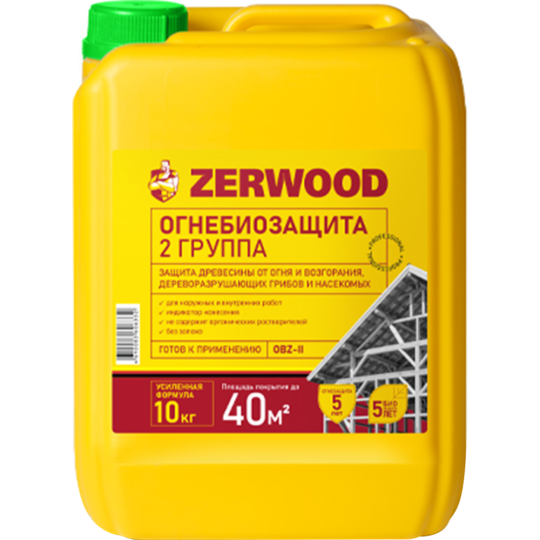 Огнебиозащита «Zerwood» OBZ-II 2 группа, красный, 10 кг