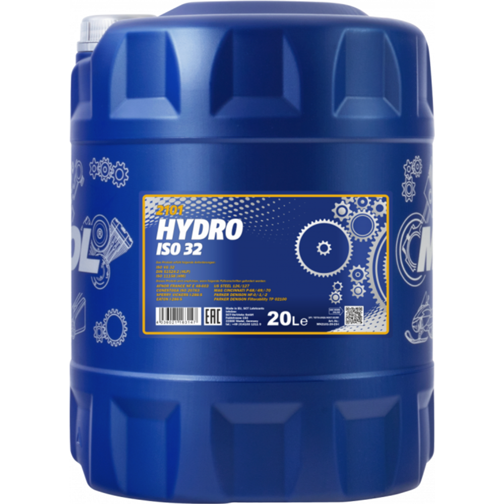 Гидравлическое масло «Mannol» Hydro 2101 ISO 32 HLP, 20 л