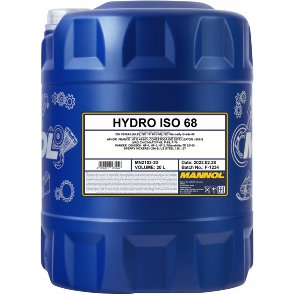 Гидравлическое масло «Mannol» Hydro 2103 ISO 68 HLP, 20 л
