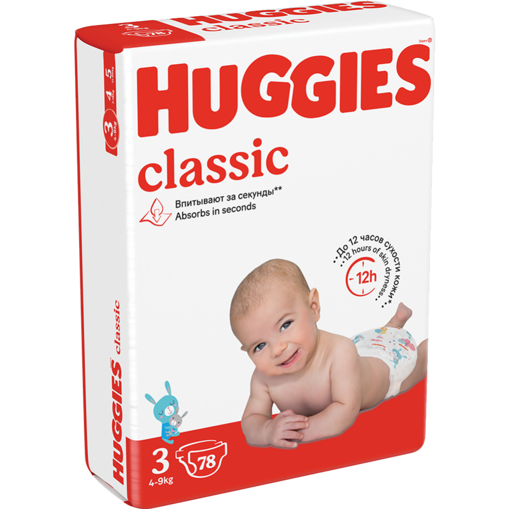 Подгузники «Huggies» Classic, размер 3, 4-9 кг, 78 шт #3