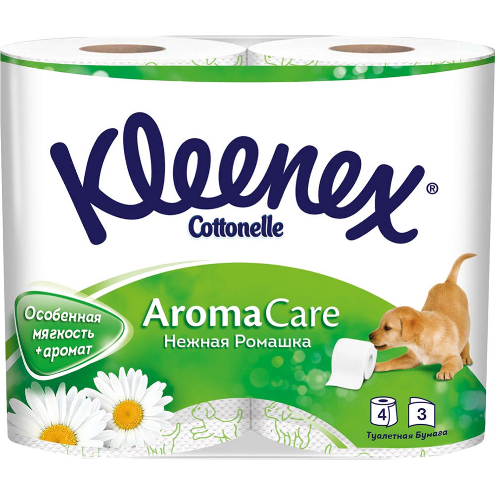 Туалетная бумага «Kleenex» Cottonelle Aroma Care, трехслойная, 4 рулона