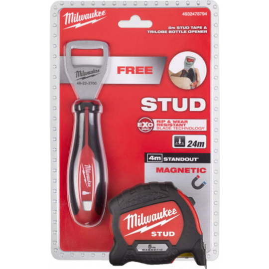 Рулетка «Milwaukee» Stud Gen II, 5 м + открывалка, 4932478794